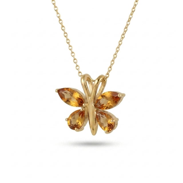 Not Yet Made - Made To Order Citrine Butterfly Style Gemstone Pendant - November Birthstone Pendant for Her For Sale - Image 5 of 5