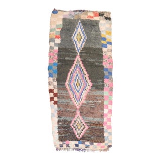 Tribal Bohemian Mid 20th Century Moroccan Rug - 3'10" x 8' For Sale