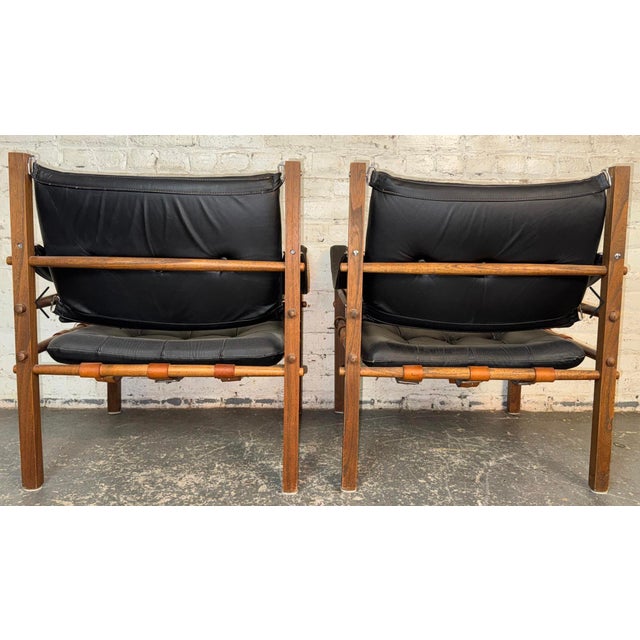 Mid-Century Modern Rare Mid-Century Safari Chairs After Arne Norell For Sale - Image 3 of 15