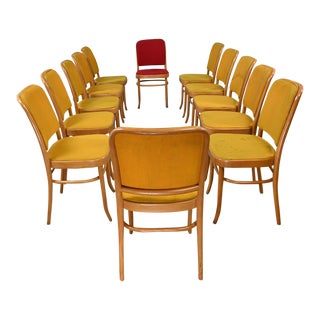12 Armless Late 20th Century Bauhaus Beech Bentwood Josef Hoffman Prague 811 Side Dining Chairs Style of Thonet For Sale