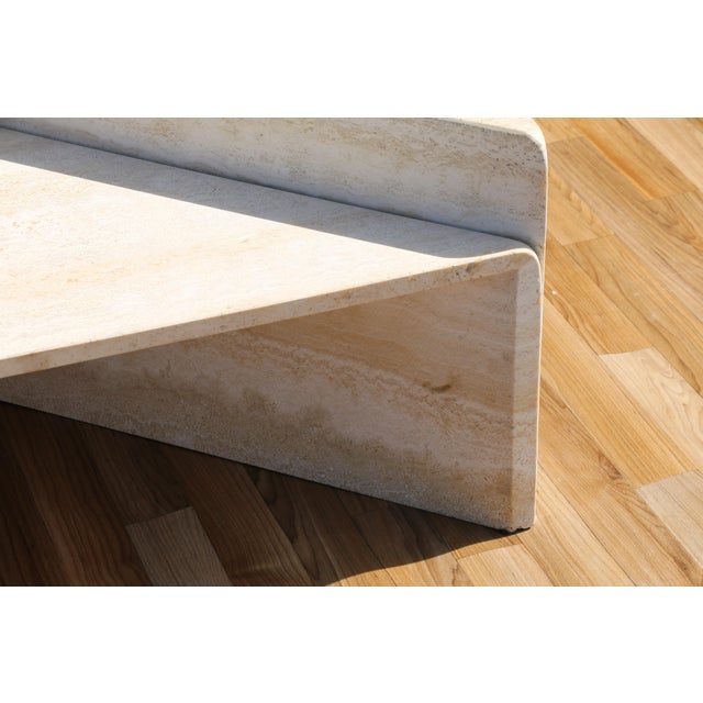 1970s 1970s Italian Travertine Triangular Two-Piece Coffee Table For Sale - Image 5 of 18