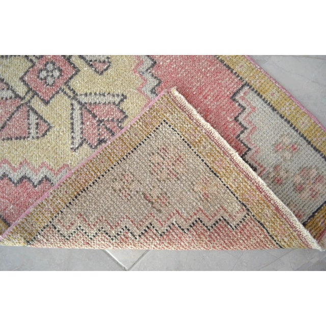 Vintage Hand Knotted Small Turkish Rug Boho-Chic Entry Decor Door Mat - 1′9″ × 3′3″ For Sale - Image 11 of 11
