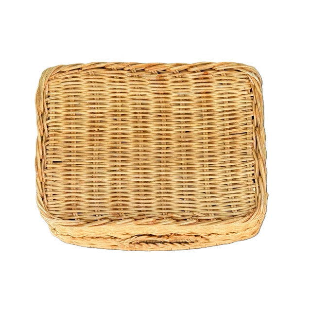 Wood Vintage Hand Woven Rattan Cane Basket For Sale - Image 7 of 7