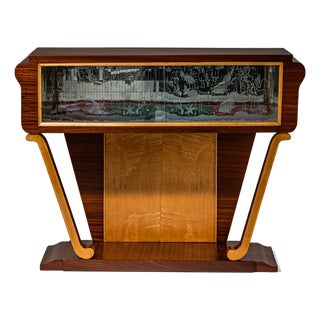 Mid-Century Bar Cabinet with Etched Underwater Scene, Italy For Sale