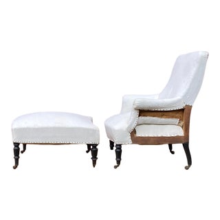 French 19th Century Napoleon III Armchair and Ottoman For Sale