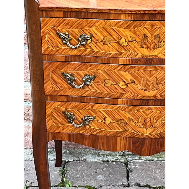 Antique Wood Inlaid Chest of Drawers, 1950s For Sale - Image 6 of 15