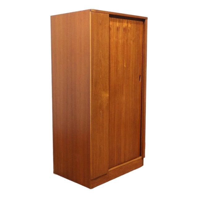 Mid Century Modern Vintage Teak Tambour Door Low Armoire Wardrobe by Austinsuite For Sale
