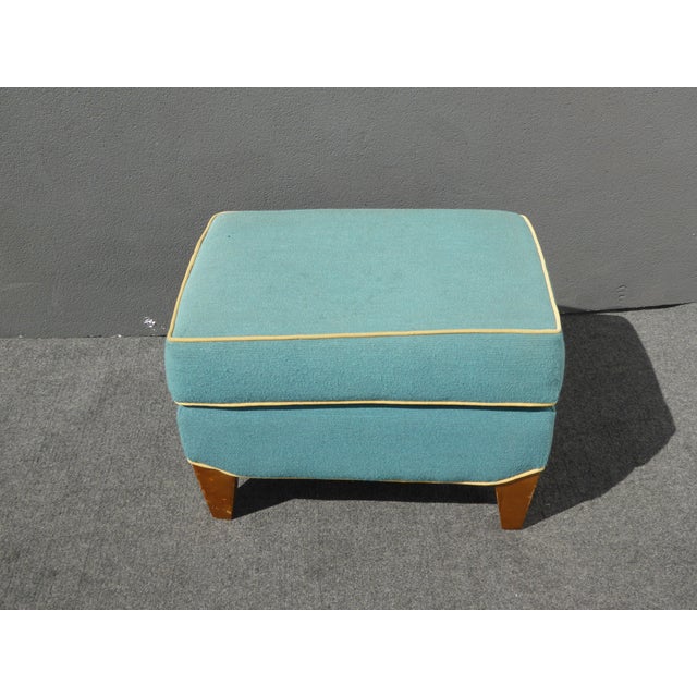 Turquoise Ottoman Bench Stool W Yellow Trim Chairish