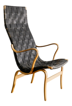 Swedish Mid-Century Wooden & Leather Eva Highback Armchair by Bruno Mathsson, 1960s