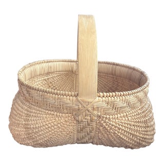 Jesse Butcher Signed and Dated 1-4-85 Applachian White Oak Basket For Sale