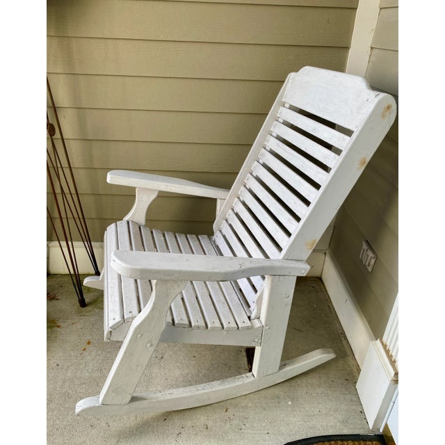 1980s White Wood Rocking Chairs - Set of 2 For Sale - Image 4 of 9