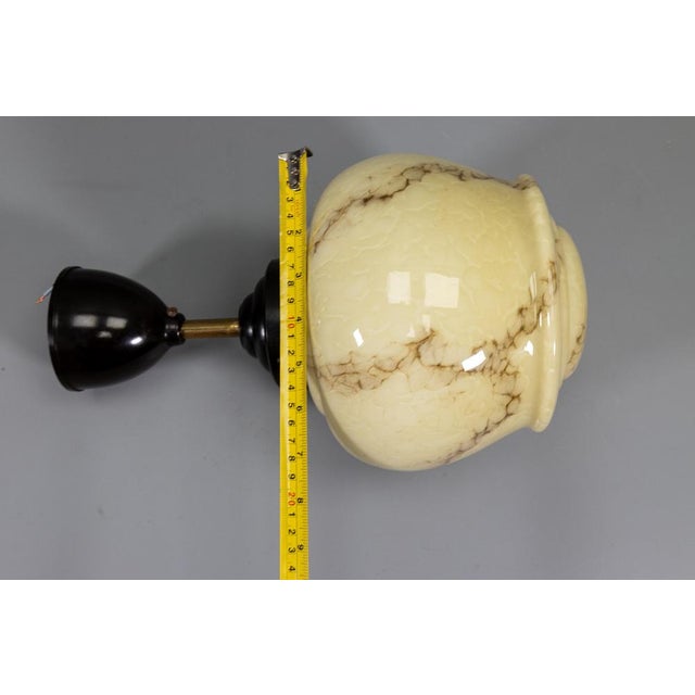 Art Deco Ivory and Brown Marbled Glass Pendant Light, Germany, 1930s For Sale - Image 17 of 18