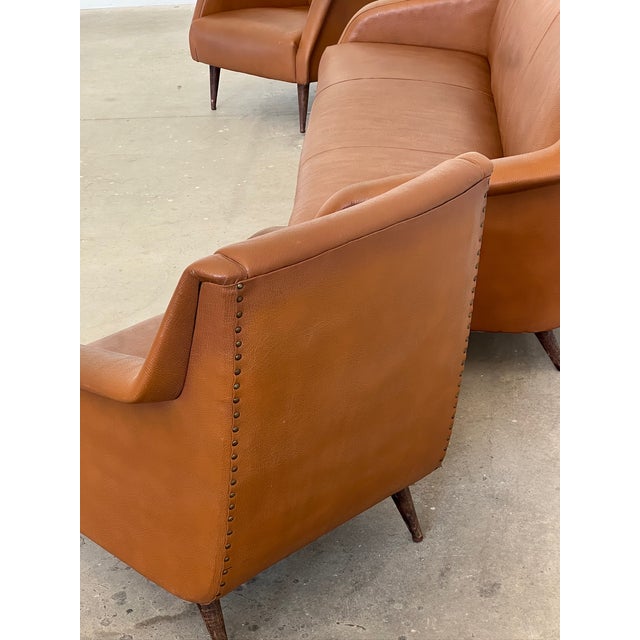 Brown Model 802 Sofa and Armchairs by Carlo de Carli for Cassina, 1950s, Set of 3 For Sale - Image 8 of 18