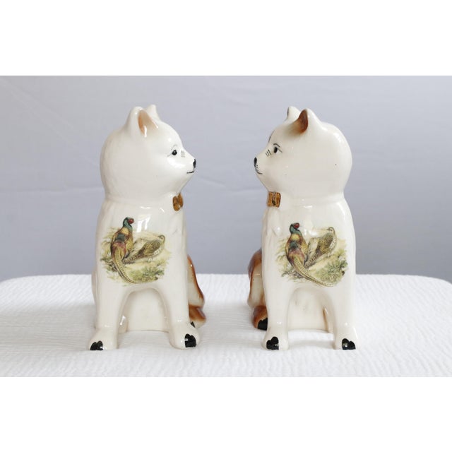 Pair of Staffordshire English Porcelain Cats With Painted Pheasants For Sale - Image 15 of 15