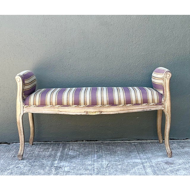 Vintage Louis XV Striped Bench For Sale - Image 4 of 12