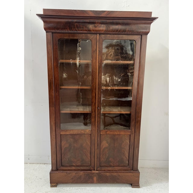 19th Century Louis Philippe Mahogany and Mahogany Veneer Bookcase For Sale - Image 12 of 13