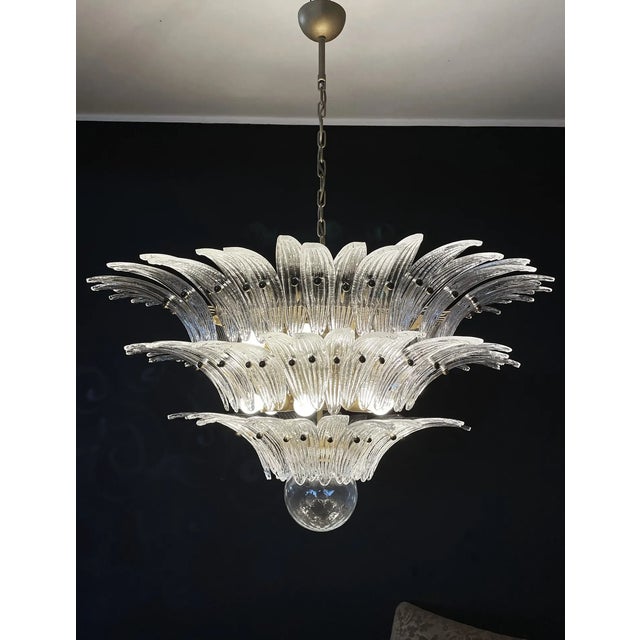 Murano Murano Palmette Ceiling Light on Three Levels, 104 Trasparent Glasses For Sale - Image 4 of 12