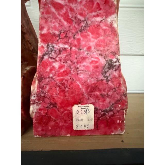 Late 20th Century Pink Italian Alabaster Scroll Bookends For Sale - Image 9 of 11