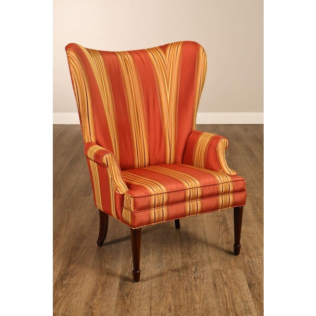 Custom Quality Pair Of Mahogany Fanback Wing Chairs For Sale In Philadelphia - Image 6 of 18