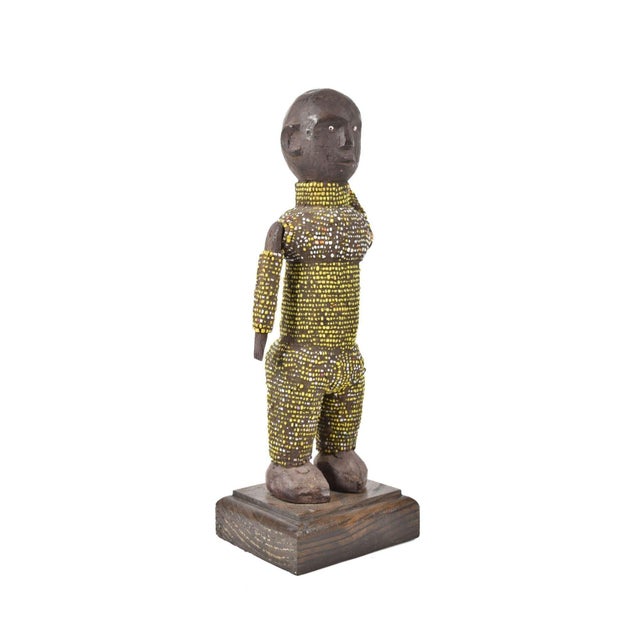 Early 20th Century Nyamwezi Beaded Wood Doll on Custom Base Tanzania For Sale In Denver - Image 6 of 7