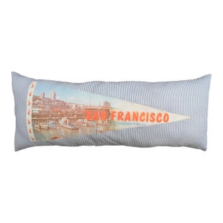 Handcrafted Custom San Francisco Pennant Flag Lumbar Pillow For Sale
