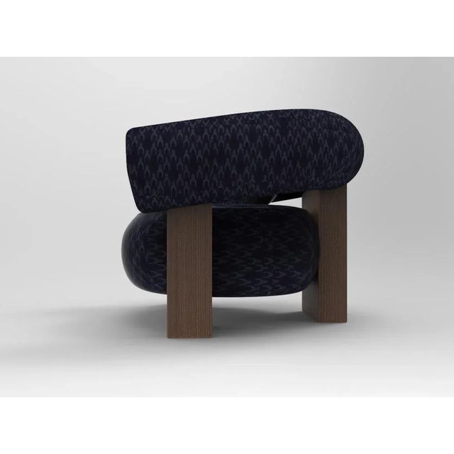 Cassette Armchair in Baldac Blue and Smoked Oak by Alter Ego for Collector, in New conditions. Designed from 2000