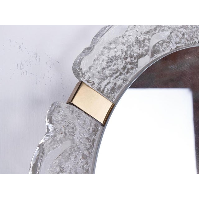 Kalmar Murano Ice Glass & Brass Backlit Mirror attributed to J. T. Kalmar for Kalmar, Austria, 1960s For Sale - Image 4 of 9