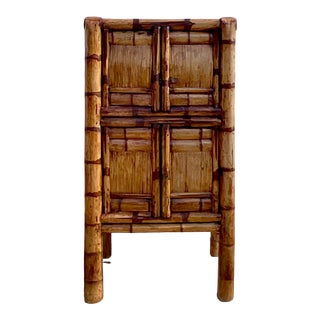 Vintage Coastal Elephant Bamboo Armoire For Sale