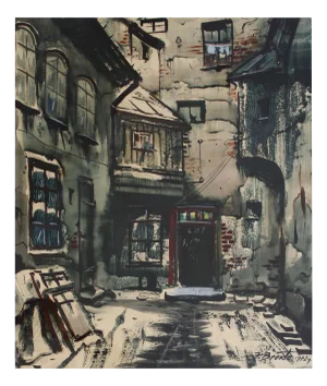 Janis Brekte, Riga Motif, 1972, Watercolor on Paper
