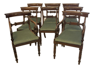 Antique Regency Mahogany Dining Chairs, 1830, Set of 8