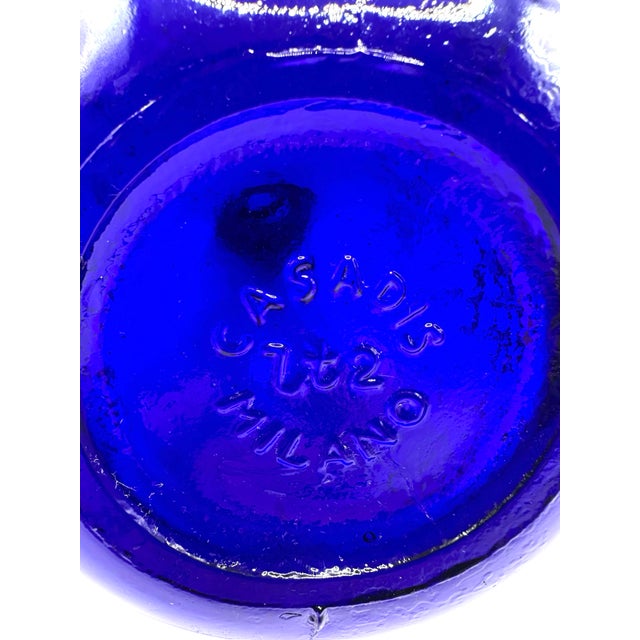 1970s Vintage Italian Casadis Milano Cobalt Blue "Jus De Fruits" Glass Jug For Sale - Image 5 of 12