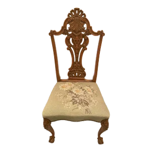 Antique 19th Century Centennial Carved Walnut Chippendale Style Chair