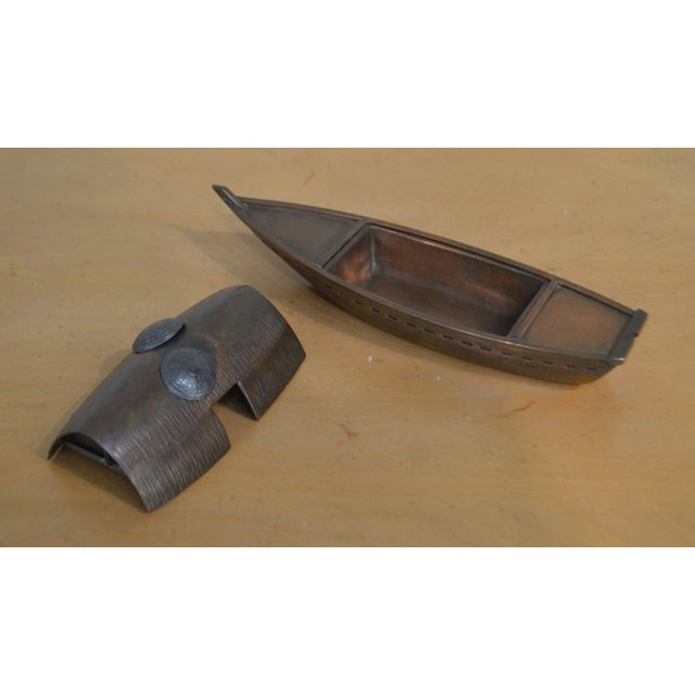 Metal Taisho Democracy Commemorative Miniature Mixed Metal Sampan Censor For Sale - Image 7 of 12