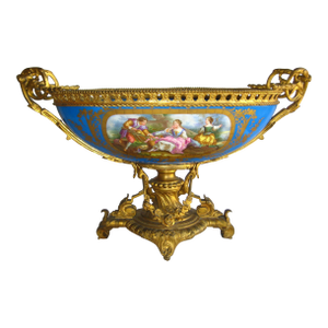 Mid 19th Century Sevres Style Napoleon III Bronze Mounted Center Piece
