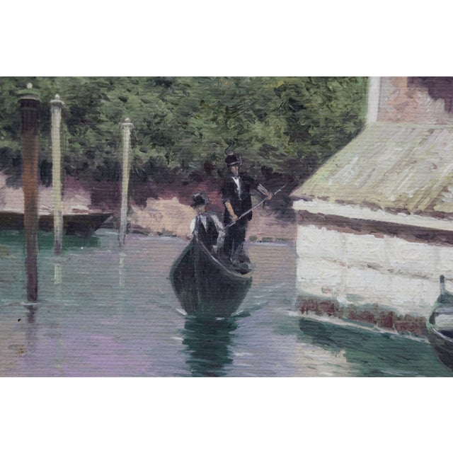 Wood Vasily Gribennikov Venice Canal Cityscape Oil Painting on Canvas 25" For Sale - Image 7 of 11