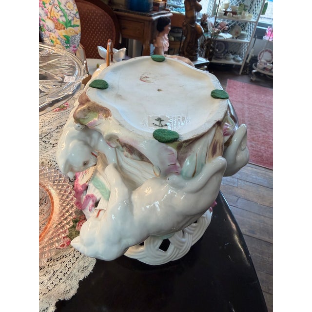 Large Victorian Porcelain Basket Weave Figural Cat Bowl or Vase For Sale In Los Angeles - Image 6 of 16