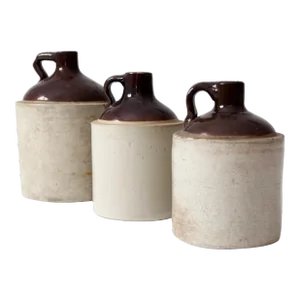 Antique Stoneware Crock Jugs Set of 3
