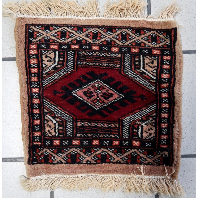 Beige 1960s, Handmade Vintage Uzbek Bukhara Mat Rug 1' X 1' For Sale - Image 8 of 8