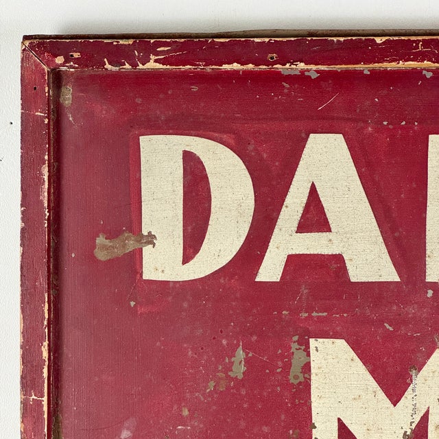 Vintage "Danger Men Working" Metal Red Painted Sign With Wood Frame For Sale In New York - Image 6 of 8