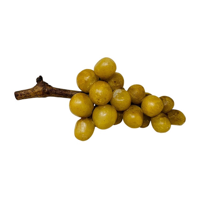 Exquisite 1940s Italian Alabaster Grapes - Set of 5 Hand-Carved Honey Gold Clusters For Sale - Image 14 of 16