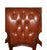 Vintage Louis XV style armchair featuring beautifully aged cognac leather upholstery with classic button tufting. The...