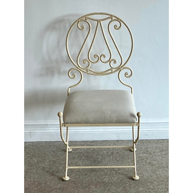 French Provincial Vintage Textured Wrought Iron Chair For Sale - Image 3 of 12
