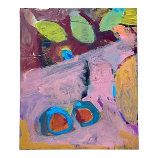 Vintage Boho Original Abstract Oil on Canvas Painting For Sale