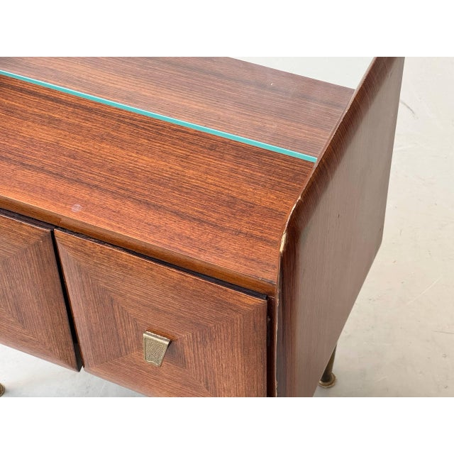 Mid-Century Modern Mahogany Bedside Table with Glass Tops, 1960s For Sale - Image 17 of 18