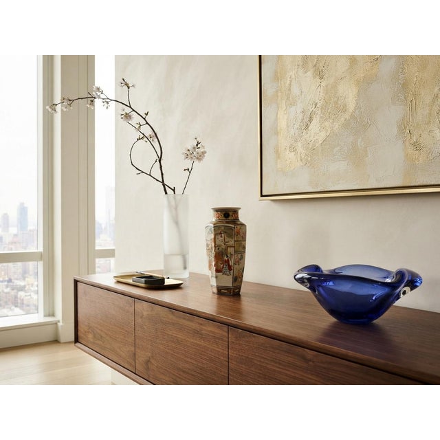 This exquisite Japanese Satsuma-style porcelain vase features a distinctive multi-sided hexagonal form finished with a...