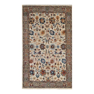 8x10 Iris Oushak Beige Floral Modern Hand Knotted Wool Carpet Rug For Sale