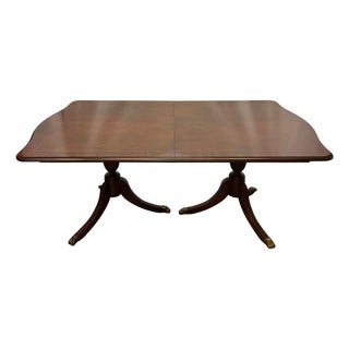 Vintage Chippendale Style Mahogany & Satinwood Inlay Dining Table For Sale