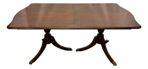 Vintage Chippendale Style Mahogany & Satinwood Inlay Dining Table