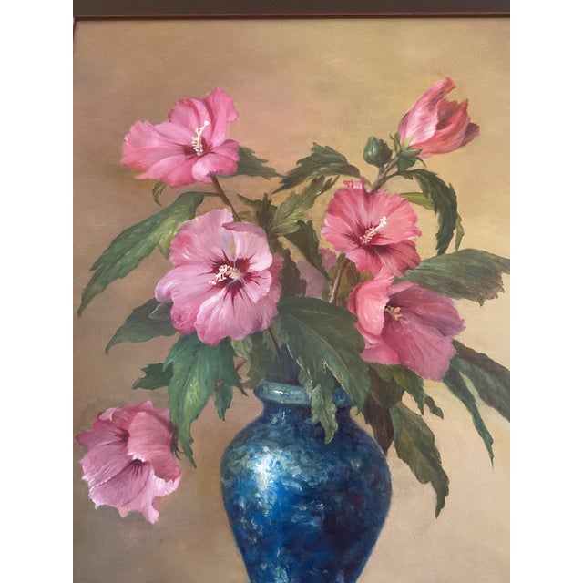 Mid 20th‑Century Vase With Flowers — Rich Classical Still Life Oil on Board, Signed For Sale - Image 15 of 15
