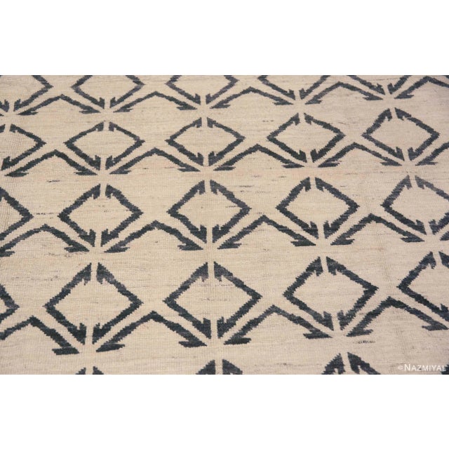 Modern Nazmiyal Collection Modern Area Brown Cream Moroccan Design Area Rug For Sale - Image 3 of 4